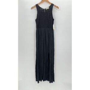 Altar'd State Black Maxi Lined Slit Dress‎ Women's Size Small Zip Back